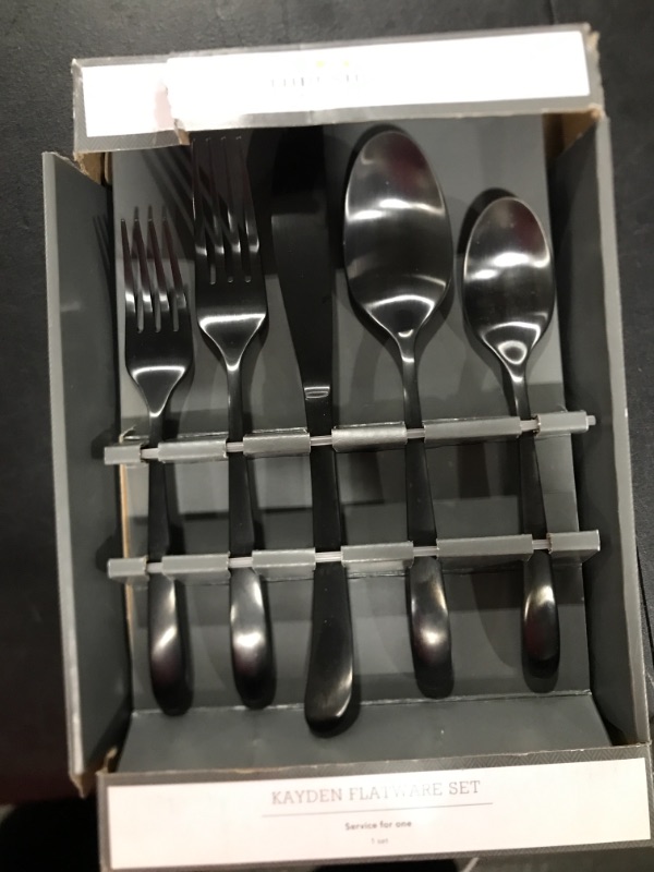 Photo 2 of 5pc Stainless Steel Kayden Silverware Set Matte Black - Threshold™