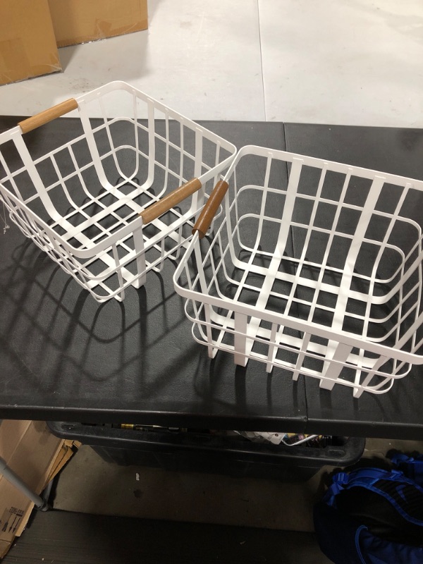 Photo 1 of 2 METAL BASKETS WITH WOOD HANDLES