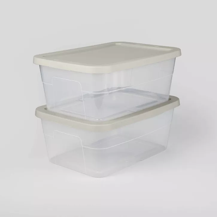 Photo 1 of 2pk 16qt Clear Storage Boxes Gray - Room Essentials™