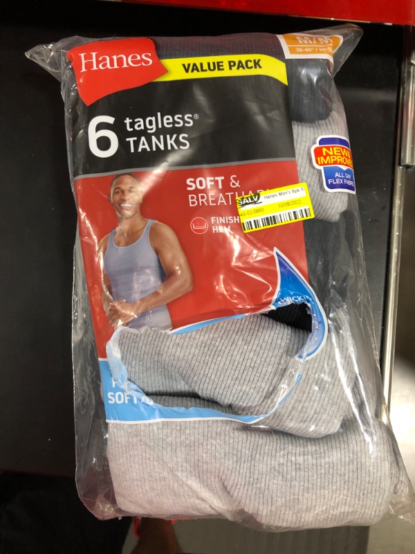 Photo 2 of Hanes Men's Soft and Breathable Tank Assorted 6-Pack SIZE M  **ONLY 5 IN PACKAGE**