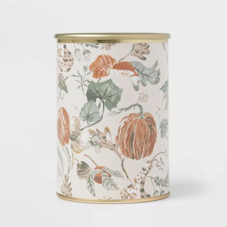 Photo 1 of 14oz Gold Tin with Vegetalia Print Wrap Label Woodwick Pumpkin Spice Candle Gold - Threshold™