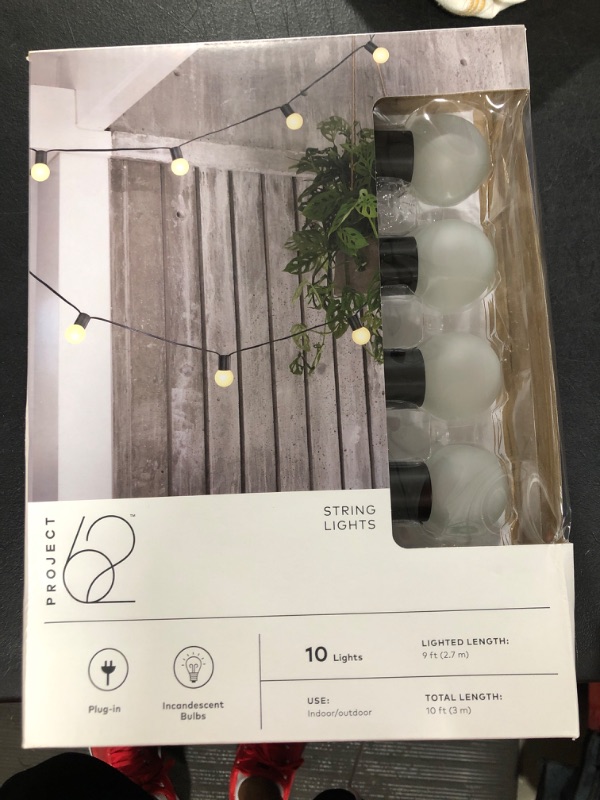 Photo 1 of 10ct Incandescent Outdoor String Lights G40 Frosted White Bulbs - Project 62