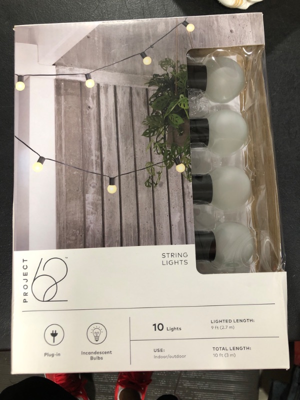 Photo 2 of 10ct Incandescent Outdoor String Lights G40 Frosted White Bulbs - Project 62