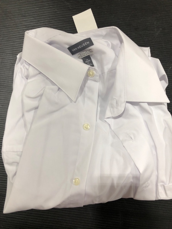 Photo 2 of  Van Heusen Men Regular-Fit White Long-Sleeve Button Dress Shirt 17 32/33 XL