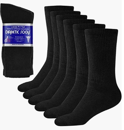 Photo 1 of (6 PACK) Diabetic Socks for Men/Women Loose Fit Non-Binding Cotton Crew Socks FITS SHOE SIZE 7-13