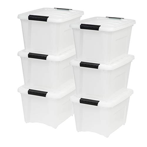 Photo 1 of 19 Quart Stack & Pull Box, Multi-purpose Storage Bin, 6 Pack, Pearl, 6 Count
