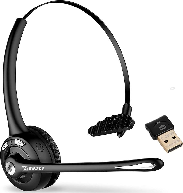 Photo 1 of Delton 10X Trucker Bluetooth Headset, Wireless Headphones w/Microphone, Over The Head Single Earpiece