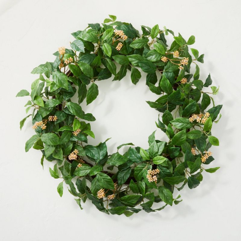 Photo 1 of 24" Faux Chili Leaf Wreath - Hearth & Hand™ with Magnolia
