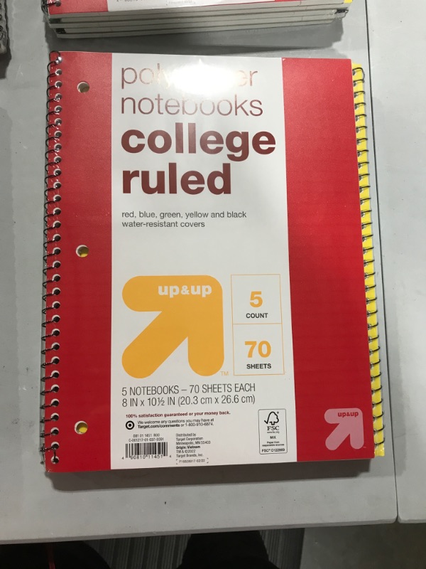 Photo 2 of 5pk 1 Subject College Ruled Spiral Notebooks - up  up