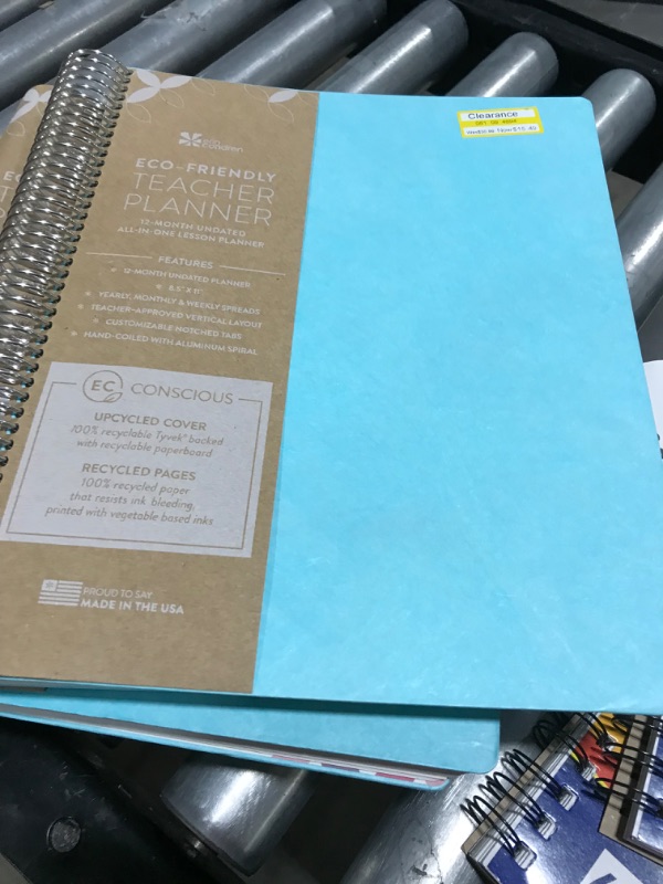 Photo 1 of Undated 12 Month Teacher Lesson Planner Eco-Friendly Coiled 8.5"x11" Turquoise - Erin Condren
