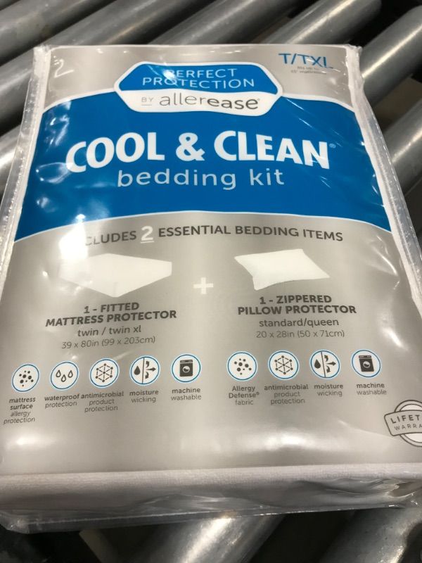 Photo 2 of 2pc Perfect Protection Cool & Clean Bedding Kit - Allerease
