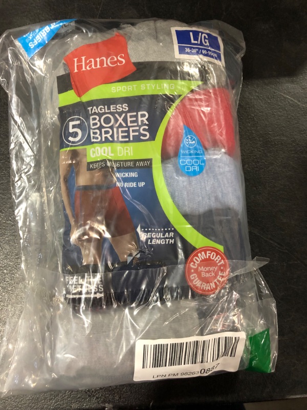 Photo 2 of Hanes Sport Boxer Assorted Brief, L - 5 pack