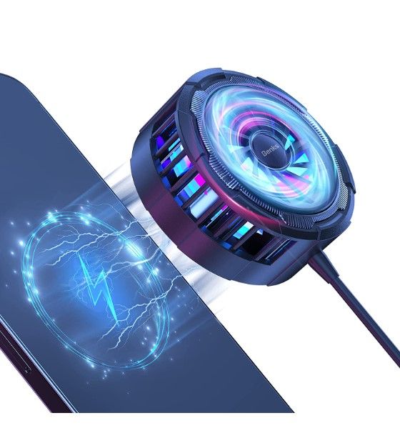 Photo 1 of BENKS Magnetic Wireless Charger Phone Cooler Radiator for iPhone 13/12 Series,Fast Wireless Charging Cooling Fan Heat Dissipation for Game Compatible with Magsafe Wireless Charging for iPhone 13/12