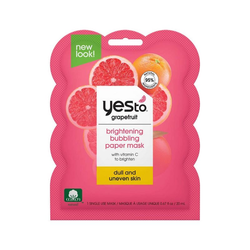 Photo 1 of Yes to Grapefruit Vitamin C Glow Boosting Bubbling Paper Single Use Face Mask - 0.67 Fl Oz - 10 PCS 