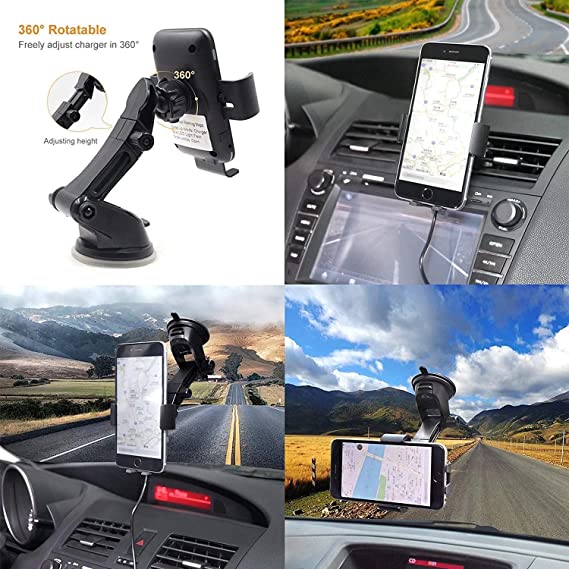 Photo 1 of Wireless Car Charger Automatic Clamping 10W Qi Fast Charging Car Charger Mount Compatible with iPhone 12/12pro/12 pro max/11/11pro/11pro MAX/Xs MAX/XS/XR/X/8/8p Samsung S10/S10+/S9/S9+/S8/S8+