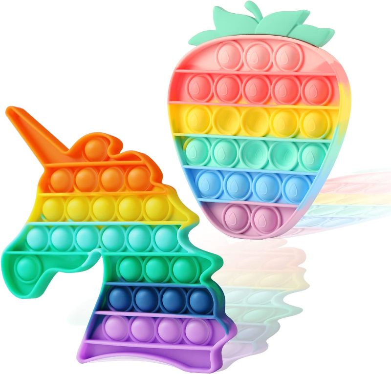 Photo 1 of 3Pack Unicorns Gifts for Girls Boys Kids Pop Unicorn Strawberry and Pineapple Fidget, Rainbow Bubble Fidgets Sensory Cute Toys Autism Adult Stress Reliever Birthday Party 1 2 3 4 5 6 7 8 9 Year Old Girl Boy Gifts