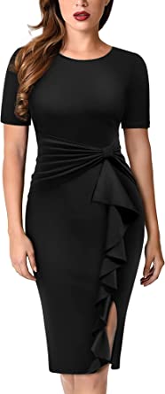 Photo 1 of AISIZE Women's 50s Vintage Ruffle Peplum Cocktail Pencil Knee Dress
SIZE S