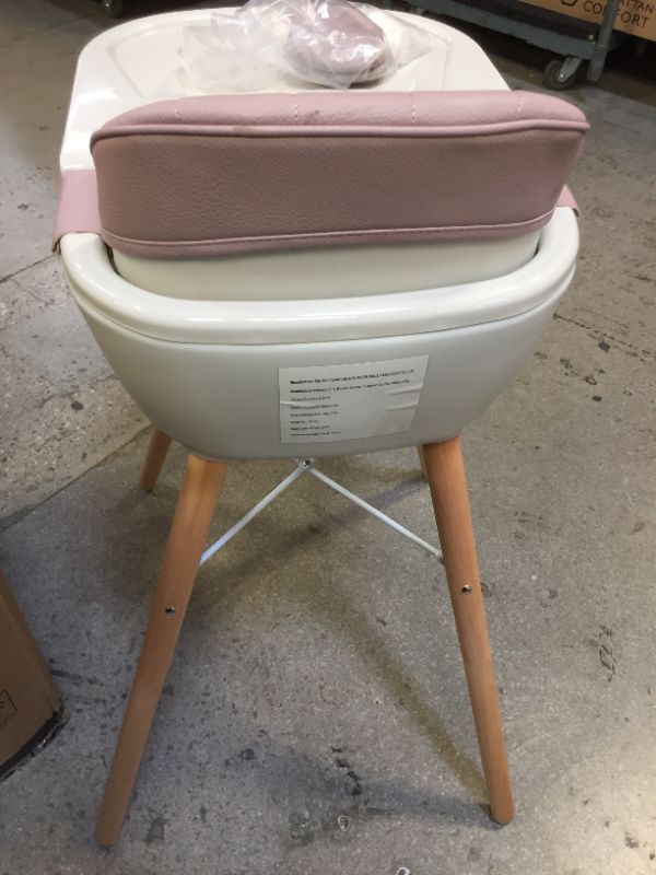 Photo 1 of 3-in-1 Convertible Wooden High Chair,Baby High Chair with Adjustable Legs & Dishwasher Safe Tray, Made of Sleek Hardwood & Premium Leatherette, Pink
