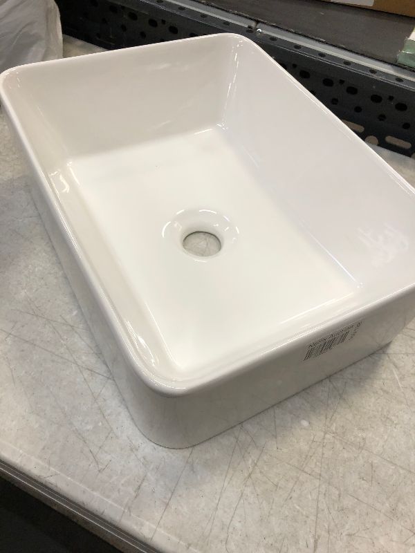 Photo 3 of (sink only) does not come with faucet -- VCCUCINE Rectangular Vessel Sink, 16"X12" Small Bowl Bathroom Vessel Sink, White Ceramic Lavatory Above Counter Art Basin Vanity Sink