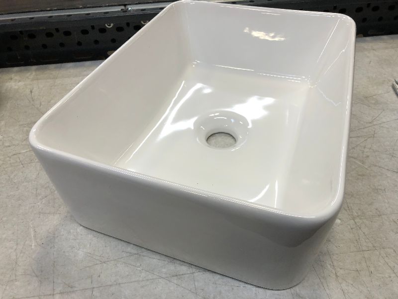 Photo 4 of (sink only) does not come with faucet -- VCCUCINE Rectangular Vessel Sink, 16"X12" Small Bowl Bathroom Vessel Sink, White Ceramic Lavatory Above Counter Art Basin Vanity Sink