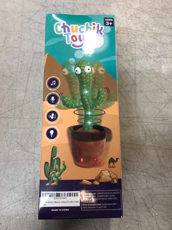 Photo 2 of Chuchik Dancing Talking Cactus Toy for Babies – 60 Songs the Singing Cactus Toy with 3 Changeable Outfits – Plush Wiggle Dancing Talking Repeating Mimicking Cactus Toy with Glowing LED Lights (1 Pack)