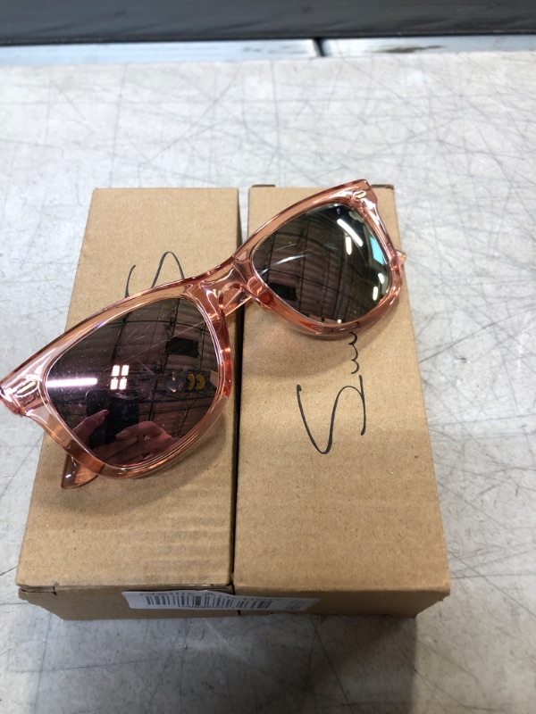 Photo 3 of 3pieces inside Sumato Sunglasses for Women, Pink Square Sunglasses Womens with Trendy Mirrored Lens UV400 Blocking