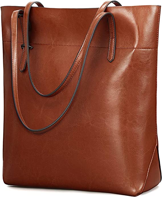 Photo 1 of Kattee Vintage Genuine Leather Tote Shoulder Bag With Adjustable Handles
