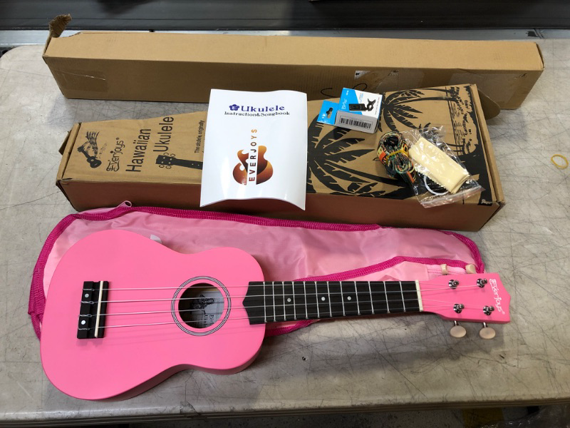 Photo 4 of Everjoys Soprano Ukulele Beginner Pack-21 Inch w/Free Online Lesson Gig Bag Fast Learn Songbook Digital Tuner Pick All in One Kit