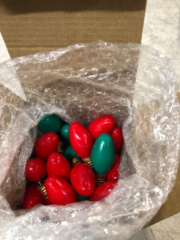 Photo 1 of 24 Pack Replacement C7 LED Christmas Light Bulbs Red Light Bulbs Green Night Light Bulb Ceramic Incandescent 7 Watt E12 Base 120v Bulbs Candelabra Based Mini Light Bulbs Indoor Outdoor String Lights