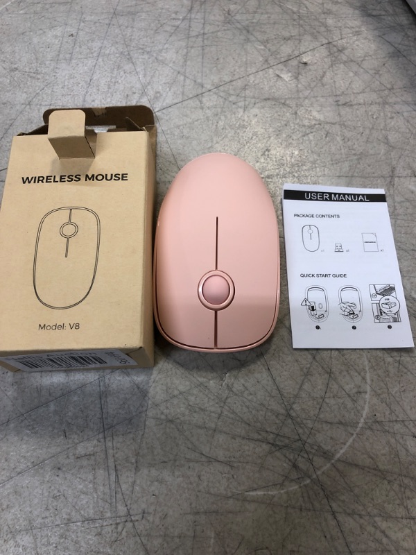 Photo 2 of RGB Wireless Mouse, Slim Rechargeable Wireless Mouse for Laptop, 2.4G Portable USB Cordless Computer Mouse with Simplified 3 Buttons, Adjustable DPI for Notebook, Mac, PC, Laptop, Chromebook PINK