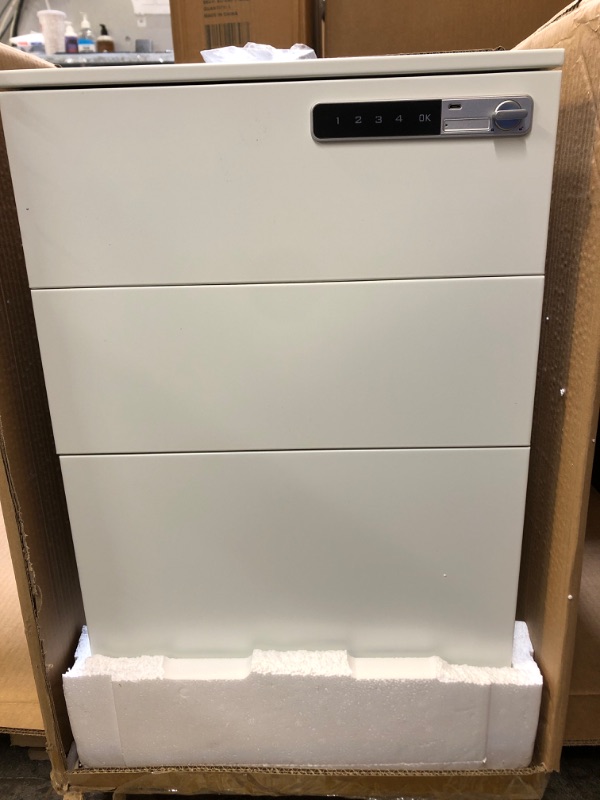 Photo 4 of DEVAISE 3-Drawer Mobile File Cabinet with Smart Lock, Pre-Assembled Steel Pedestal Under Desk, White