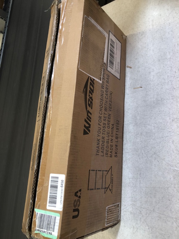 Photo 1 of WIn SPORTS Ladder Toss Outdoor Game Set Indoor Ladder Ball Toss Game with 6 Weighted Bolos, Carrying Case and Sand Weighted PVC Piping,Games for Adults, Kids, Family
