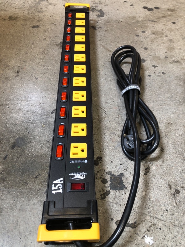 Photo 2 of CRST 12-Outlet Heavy-Duty Power Strip with 15 Amps, 15-Foot Power Cord for Kitchen, Office, School (UL Listed)
