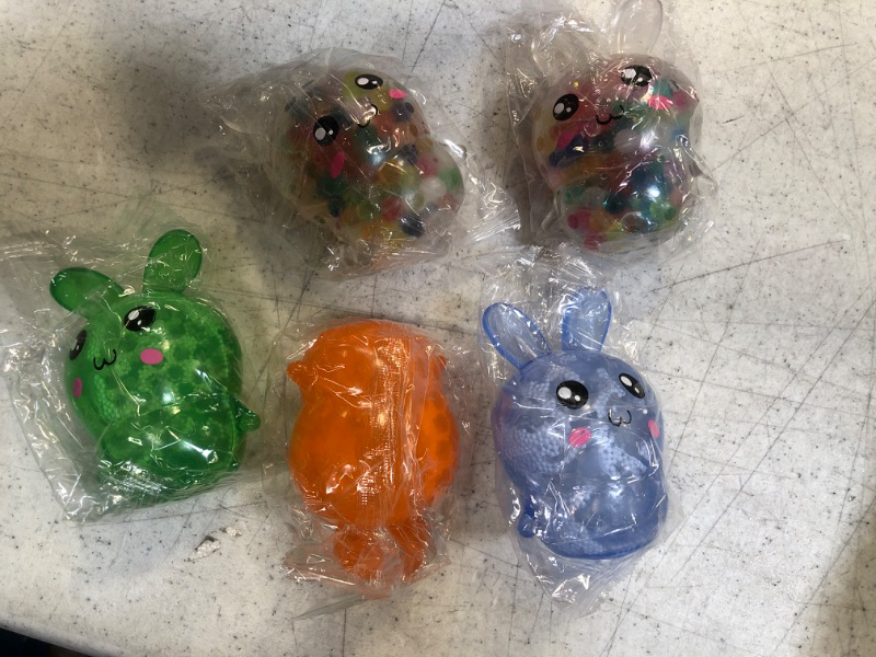 Photo 2 of Easter Basket Stuffers, 4 Pack Squishy Easter Bunny Stress Balls for Kids Adults, Teen Easter Basket Stuffers, Easter Toys Stress Relief Fidget Balls Filled...
