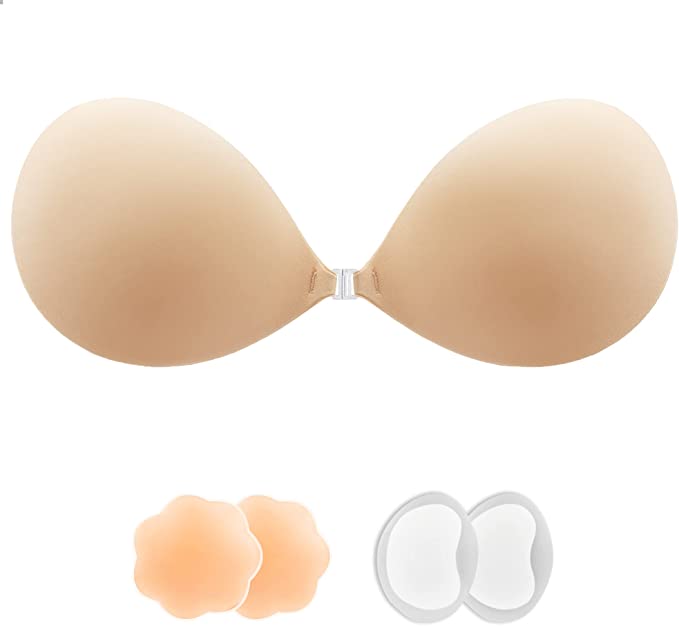 Photo 1 of lalaWing Adhesive Bra, Sticky Strapless Fabric Bra Invisible Apply to Women Daily Dress Comes with Nipple Covers
