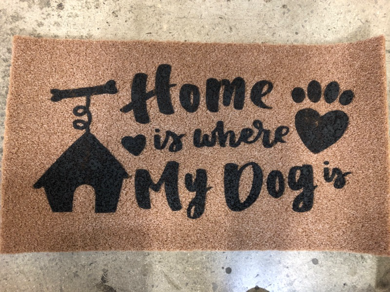 Photo 2 of Pocass Funny Door Mat, Outdoor Indoor Welcome Mats Dog Doormat, 17" x 30", Home is Where My Dog is Front Door Mat, Non-Slip Resist Dirt Door Rugs for Entrance, Outside Porch Home is Where My Dog is 17" x 30"