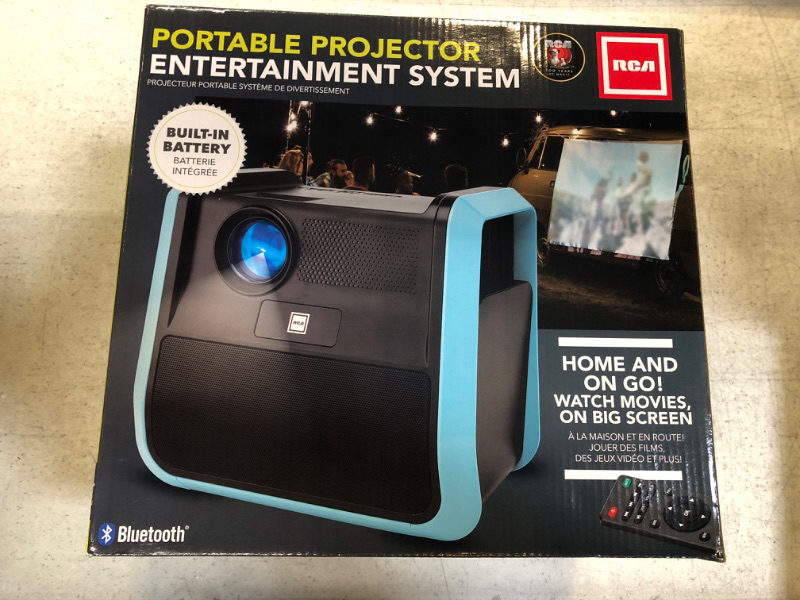 Photo 4 of RCA - RPJ060 Portable Projector Home Theater Entertainment System, Long Lasting Battery - 2.5 Hours per Charge - Outdoor, Rechargeable, Speakers - Enjoy Without Any Cable on The go - Phone/Stick/PC Black/Blue