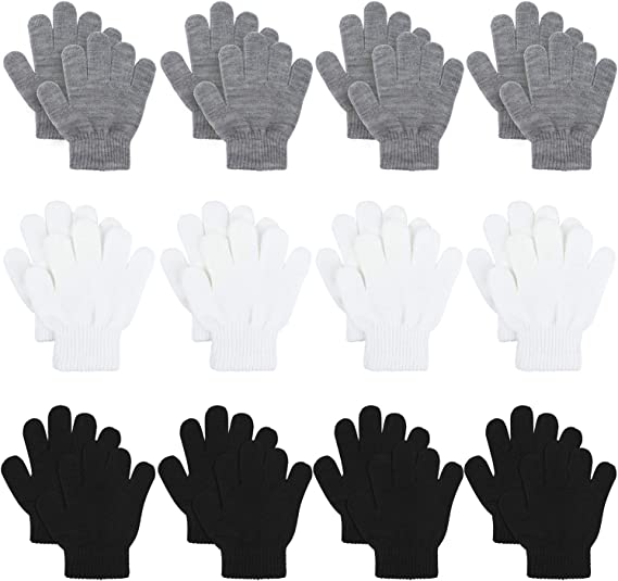 Photo 1 of Cooraby 12 Pairs Kid's Winter Magic Gloves Children Stretchy Warm Magic Gloves Boys or Girls Knit Gloves