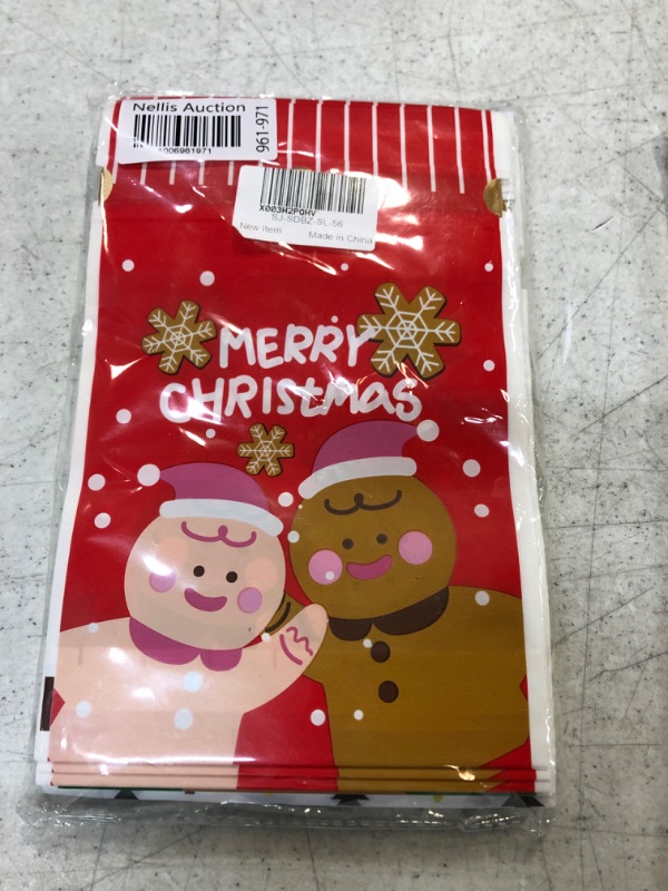 Photo 2 of YXI 56PCS Festive Goodies Bags Christmas Holiday Bags for Gifts Candy Degradable Plastic Drawstring Valentines Treat Bags Valentines Candy Cookie Presents Gift Bags Party Favor Gift Wrapping Supplies