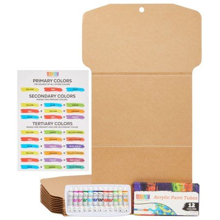 Photo 1 of 24 Pieces Set Adult Cardboard Shirt Insert Form with 12 Acrylic Paint Tubes for Arts and DIY Crafts 17 X 30 in.
