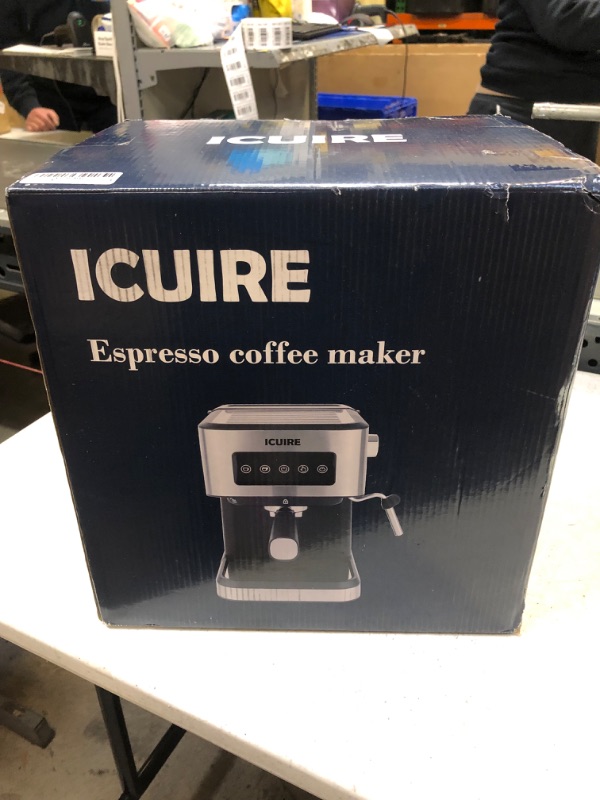 Photo 5 of ICUIRE Espresso Machine with Milk Frothing Pitcher, 20 Bar Expresso Coffee Machine, 1.5L Removable Water Tank, Semi-Automatic Coffee Machine with Steam Wand for Espresso, Latte, and Cappuccino, 1050W
