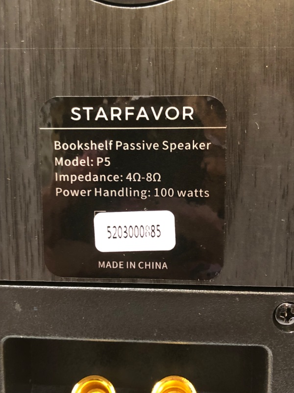 Photo 3 of Starfavor 5.25” Passive Bookshelf Speakers Pair, 2-Way Home Stereo Speakers 50 watts RMS, 100 watts Peak Power, 5 inch Wired Audio Speakers for Home Theater -P5
