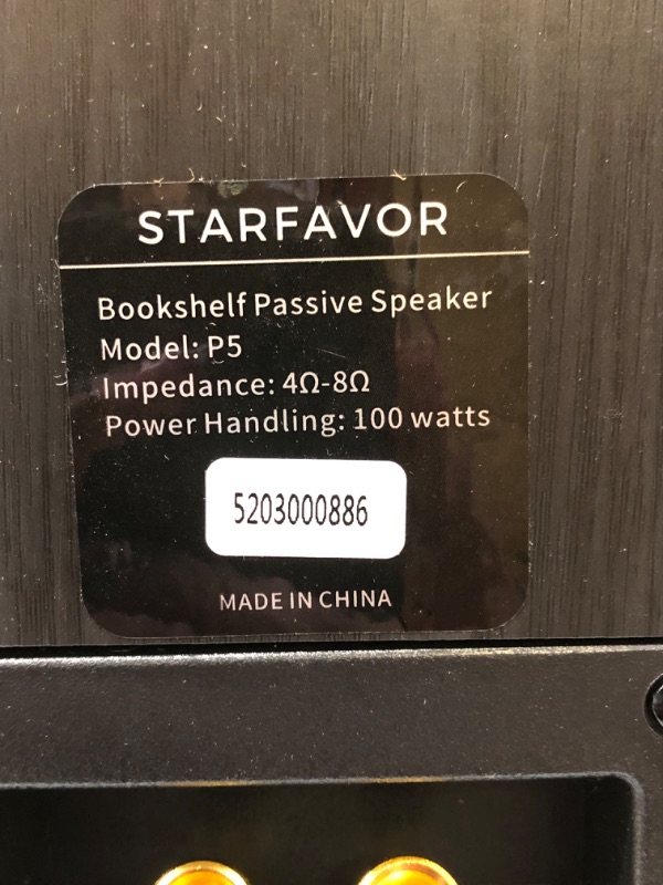 Photo 4 of Starfavor 5.25” Passive Bookshelf Speakers Pair, 2-Way Home Stereo Speakers 50 watts RMS, 100 watts Peak Power, 5 inch Wired Audio Speakers for Home Theater -P5
