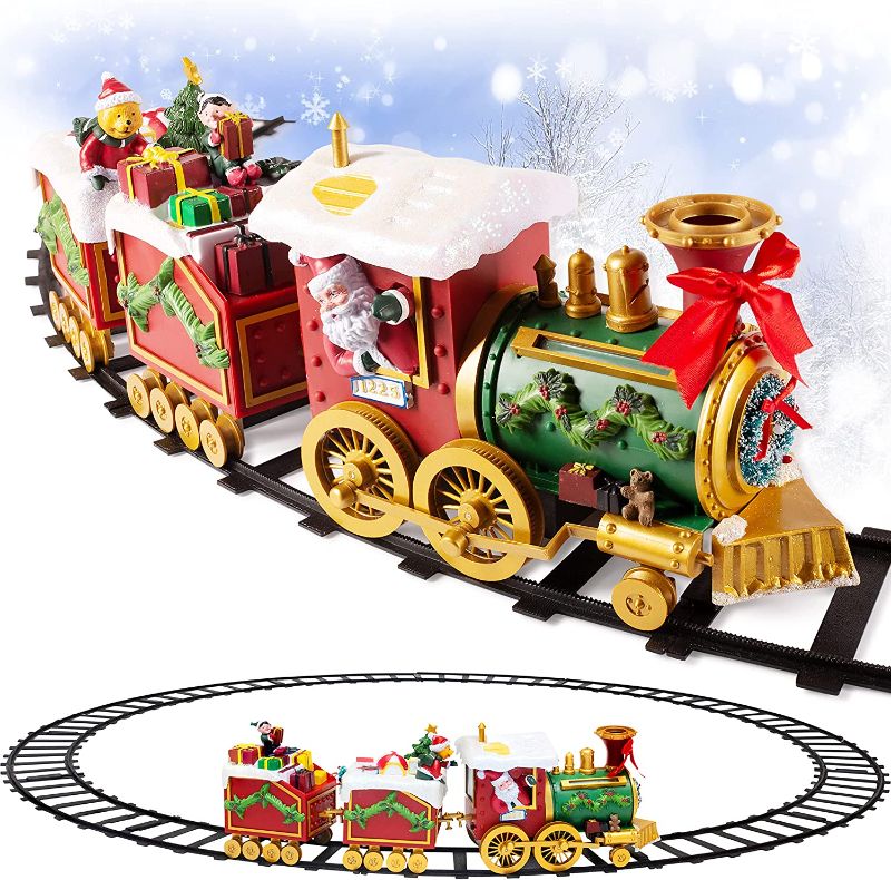 Photo 1 of Christmas Train Set for Under The Tree with Music and Lights, 54" Diameter Round Tracks and X-Large Trains
