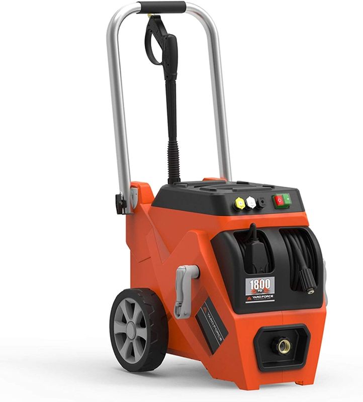 Photo 1 of Yard Force YF1800LR 1600 PSI 1.2 GPM 13 Amp Electric Pressure Washer with Live Hose Reel, One Size, Orange/Black
