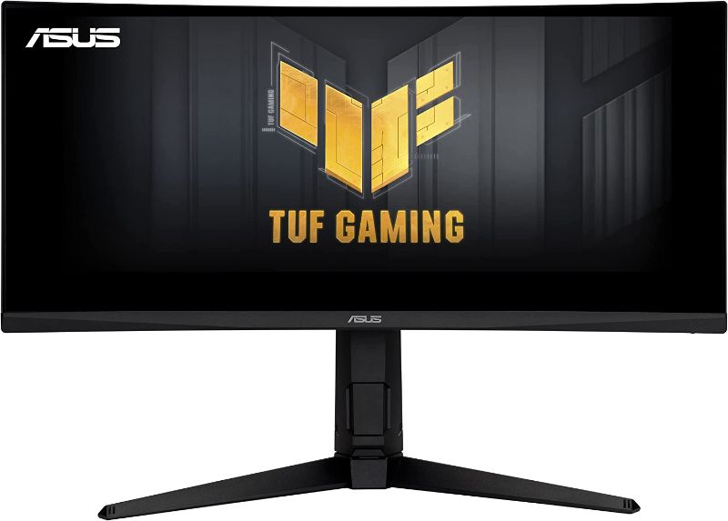 Photo 1 of ASUS TUF Gaming 30” 21:9 1080P Ultrawide Curved HDR Monitor (VG30VQL1A) - WFHD (2560 x 1080), 200Hz (Supports 144Hz), 1ms, Extreme Low Motion Blur, FreeSync Premium, Eye Care, DisplayPort, HDMI --- Box Packaging Damaged, Moderate Use, Scratches and Scuffs