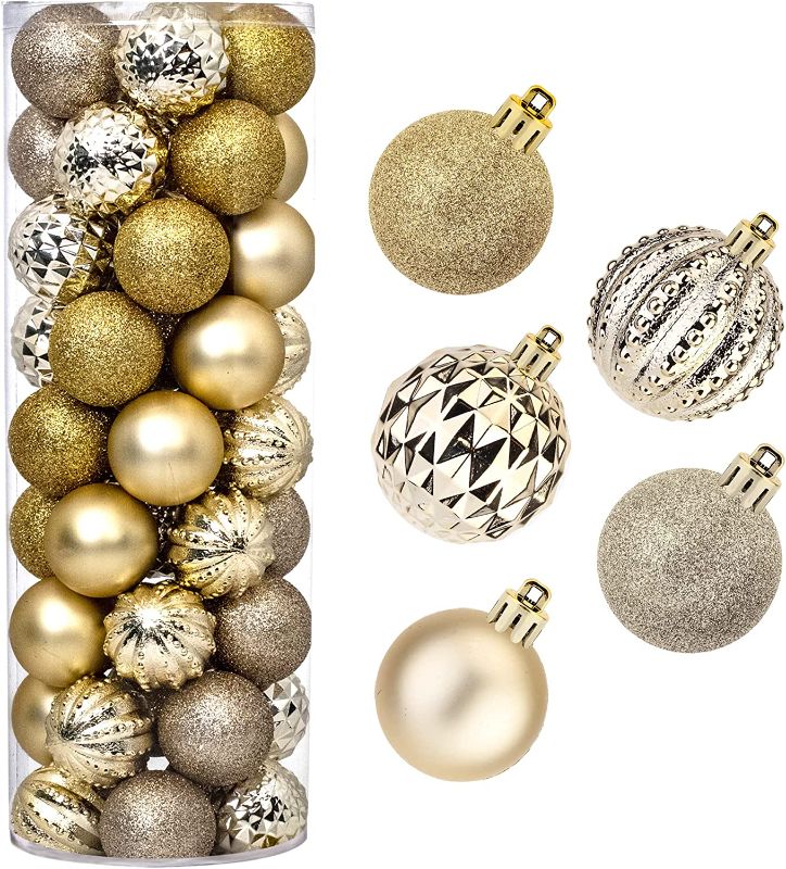 Photo 1 of 45Pcs 6cm/2.36inch Christmas Balls Glitter Christmas Tree Ornaments Hanging Christmas Home Decorations for Home House Bar Party(Platinum/Gold) -- Packaging Damaged 