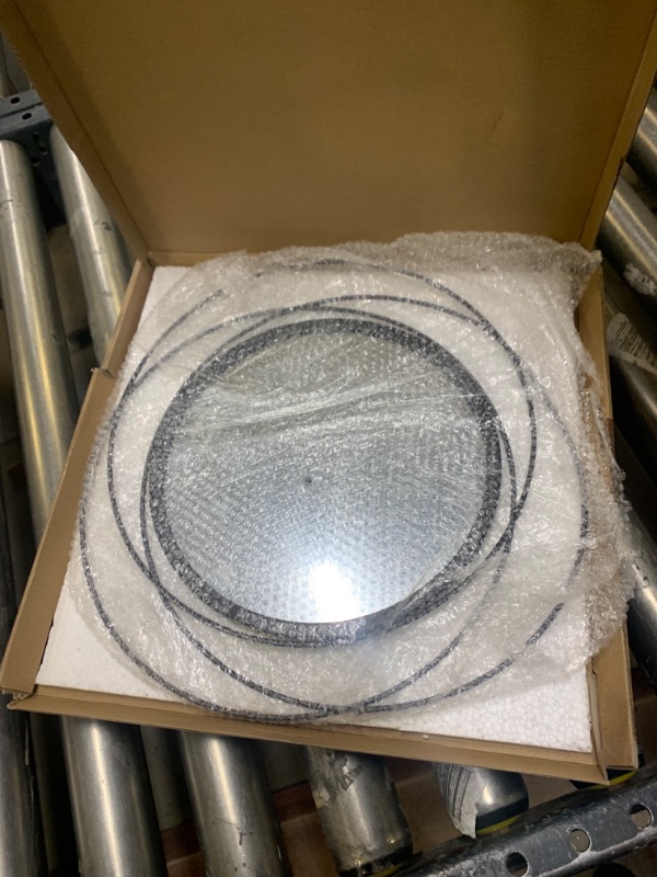 Photo 1 of 10" Round Black Metal Wire Frame Mirror Decoration --- Box Packaging Damaged, Minor Use
