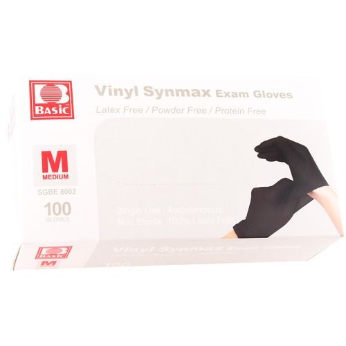 Photo 1 of MEDICAL GRADE SYNTHETIC VINYL GLOVES BLACK MEDIUM
