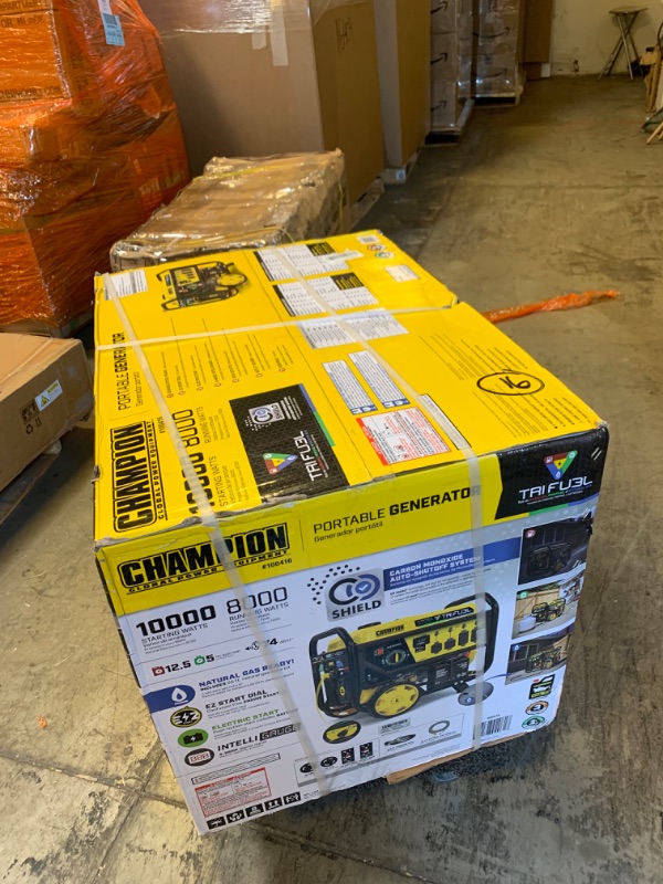 Photo 2 of Champion Power Equipment 100416 10,000/8,000-Watt TRI Fuel Portable Natural Gas Generator, NG/LPG Hose Kits and CO Shield --- Factory Sealed, item is New